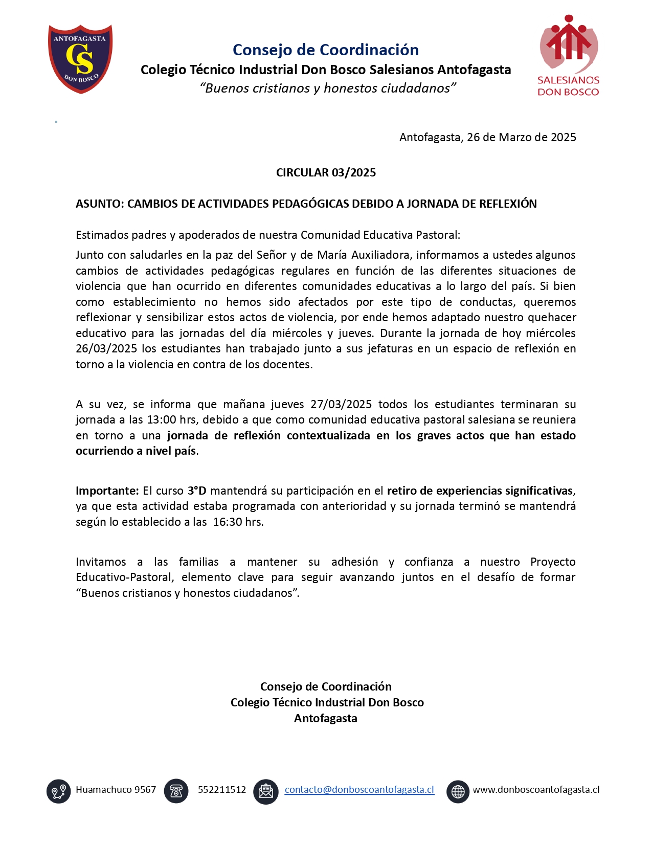 Circular Nº3 2025 Cambios de actividades pedagogicas page 0001