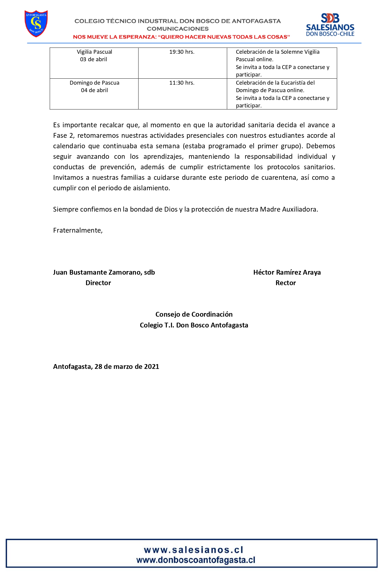 Circular N06 INFORMA FUNCIONAMIENTO DE COLEGIO EN FASE 1 CUARENTENA page 0002